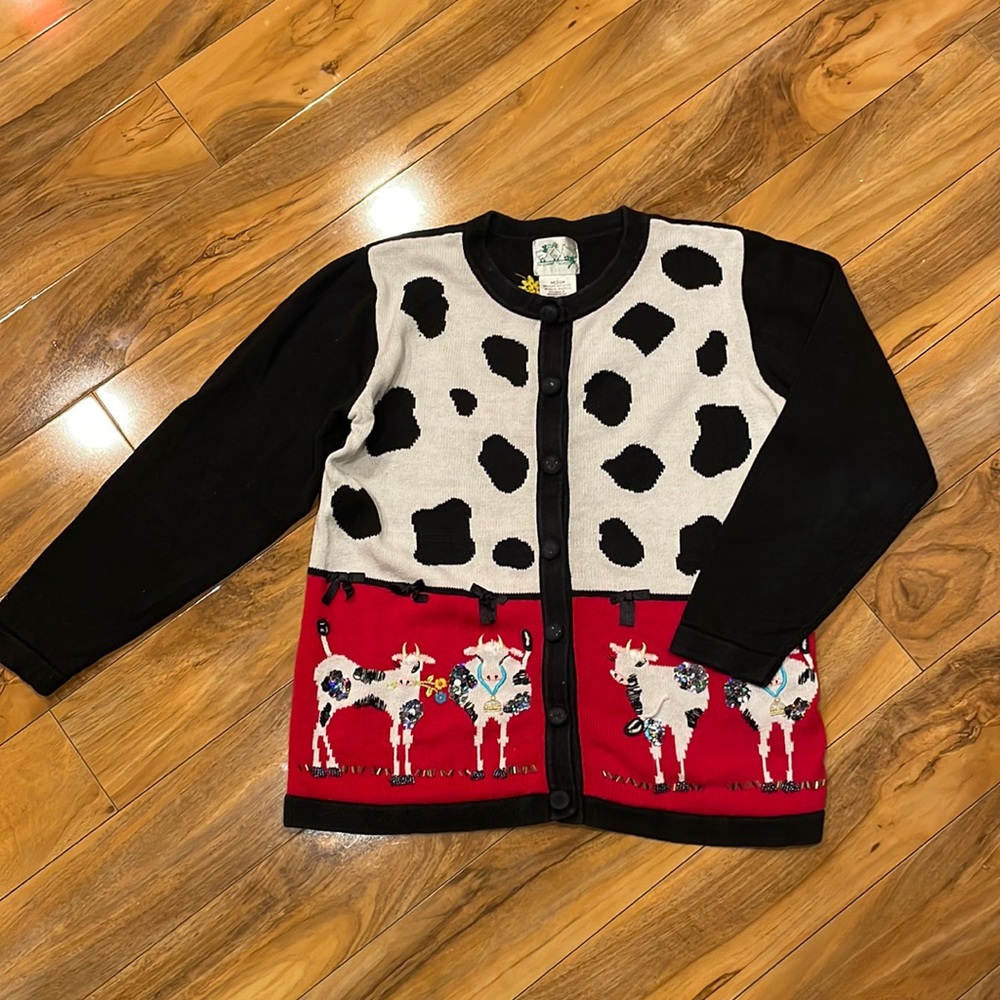 Vintage the Quacker factory cow sweater size medium